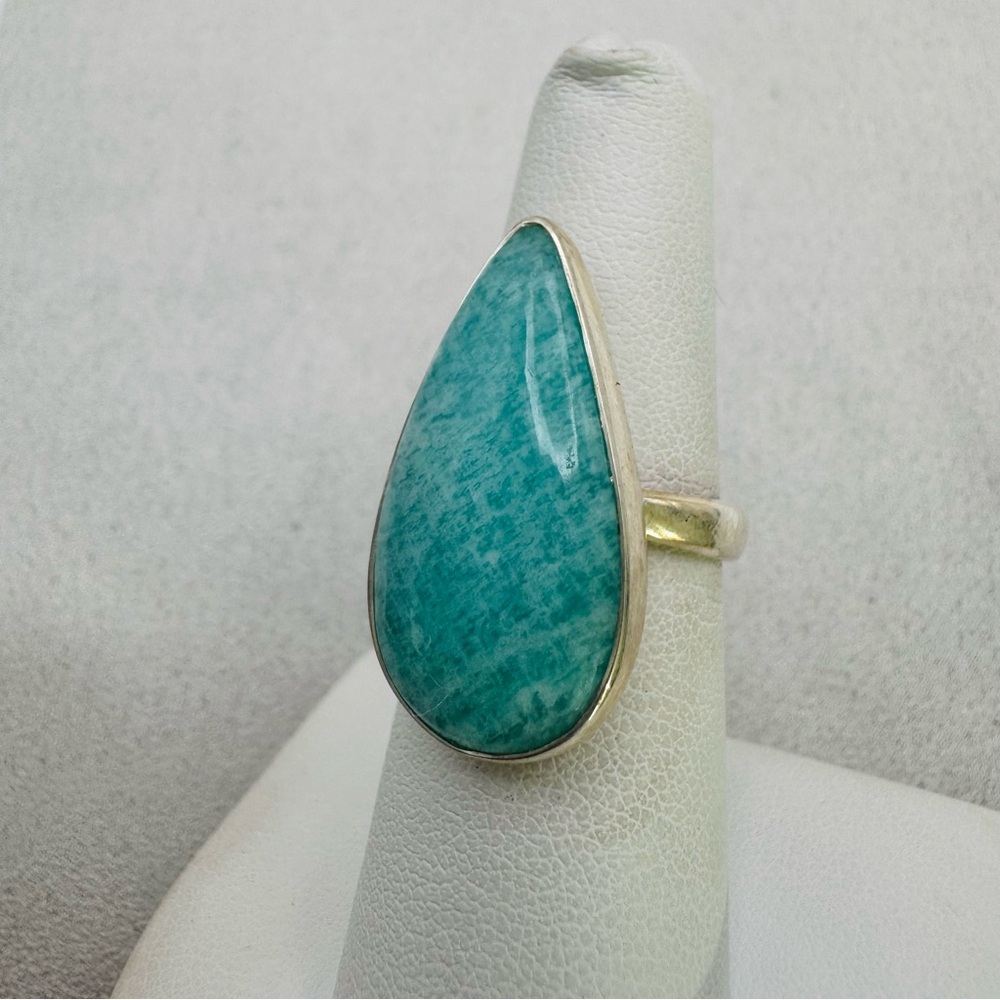 S925 Amazonite Adjustable Ring - image 2
